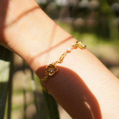 Flora armbånd 18k guldbelagt