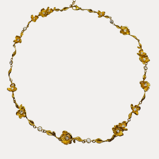 Flora halskæde 18k guldbelagt