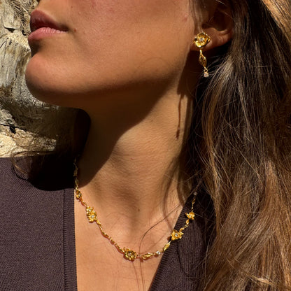 Flora halskæde 18k guldbelagt