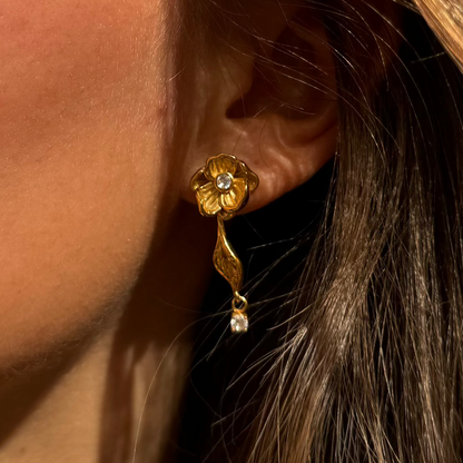 Flora ørestikker 18k guldbelagt